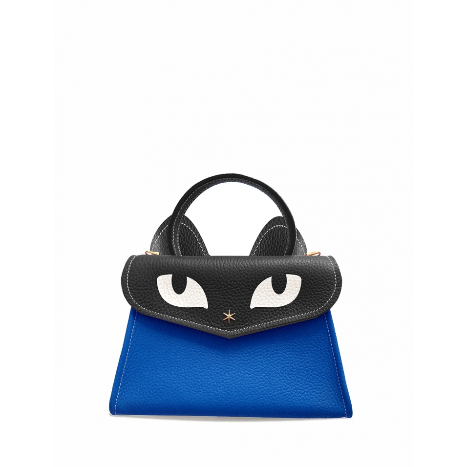'Chantilly Le chat ' Sac à main Cuir Nappa Cyan