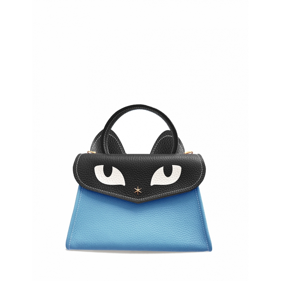 'Chantilly Le chat ' Sac à main Cuir Nappa Azur