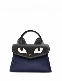'Chantilly Le chat ' Sac à main Cuir Nappa Bleu Nuit