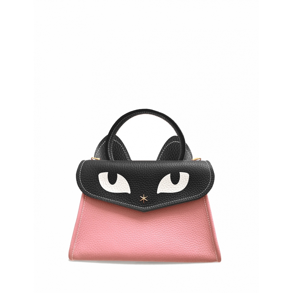 'Chantilly Le chat ' Sac à main Cuir Nappa Rose Poudré