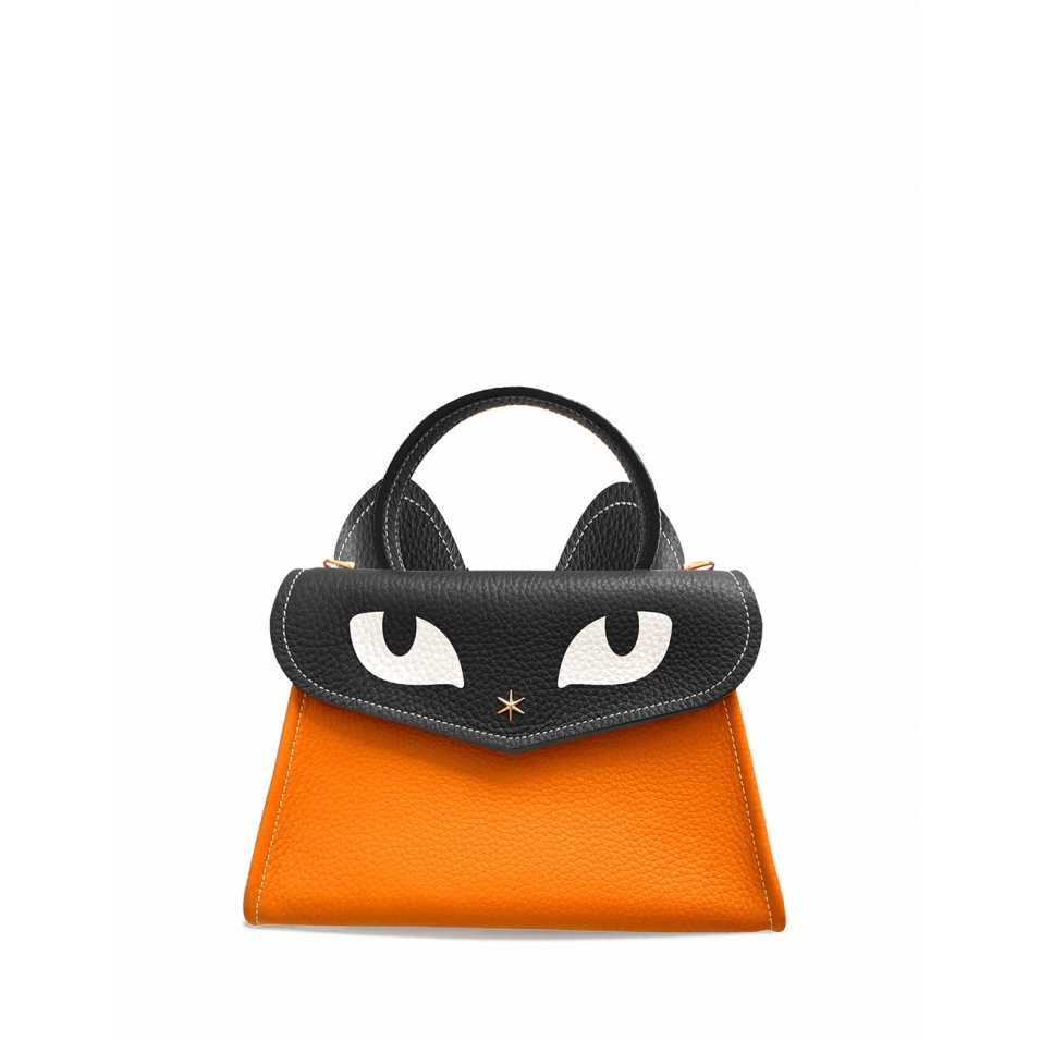 'Chantilly Le chat ' Sac à main Cuir Nappa Orange