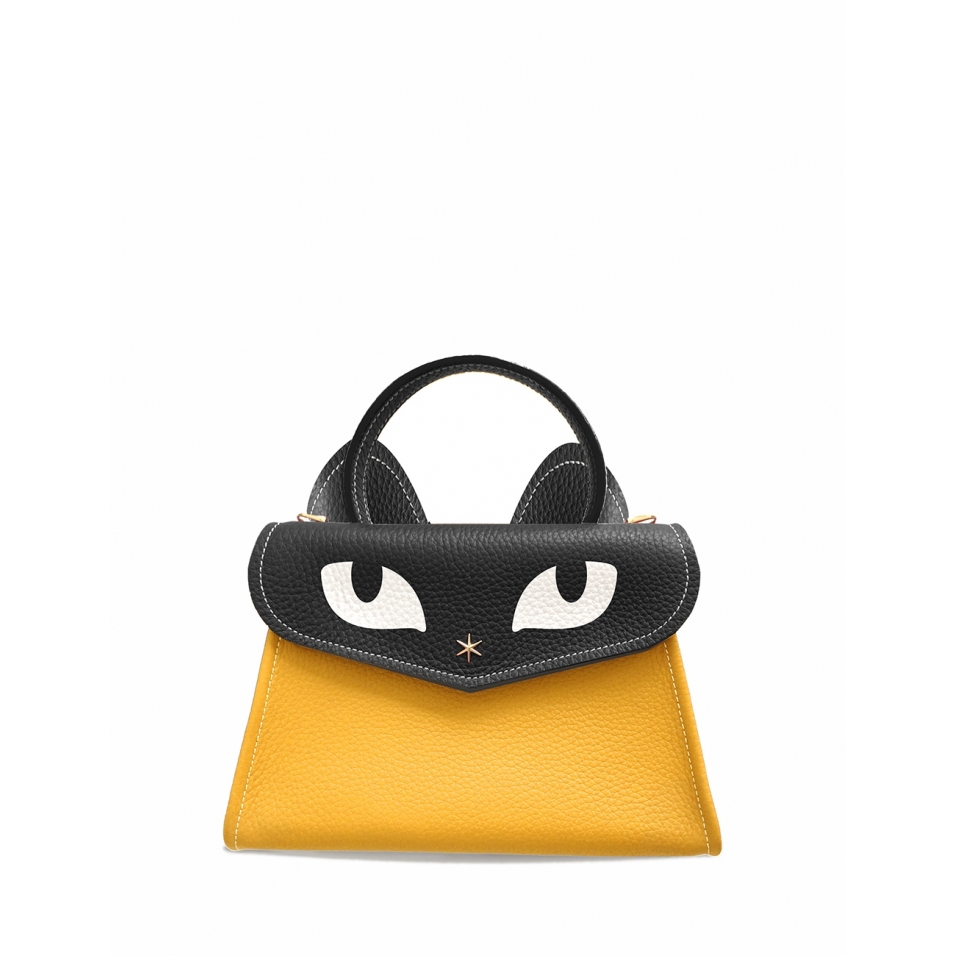 'Chantilly Le chat ' Sac à main Cuir Nappa Miel