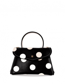 'Chantilly Soie Pois' Sac à main Cuir Noir & Or