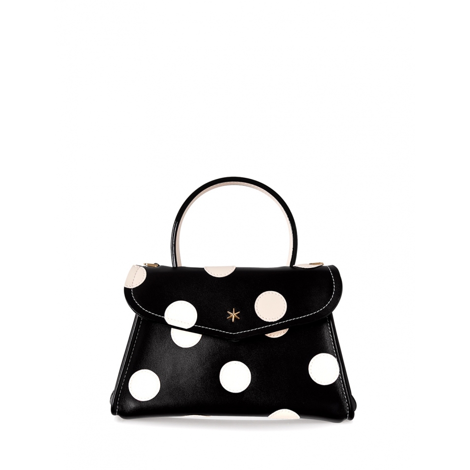 'Chantilly Soie Pois' Sac à main Cuir Noir & Or