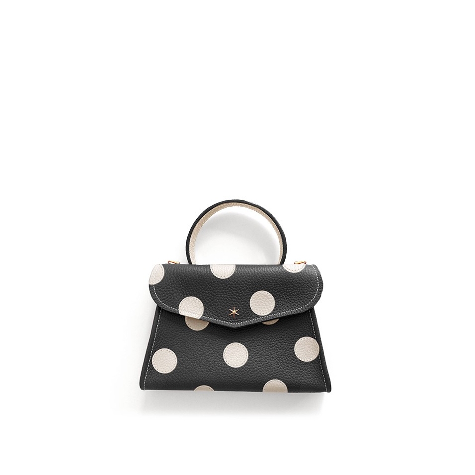 'Chantilly Pois' Nappa Leather handbag Black & Gold