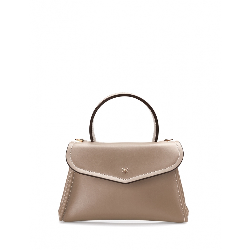 'Chantilly Soie' Sac à main Cuir Taupe & Or