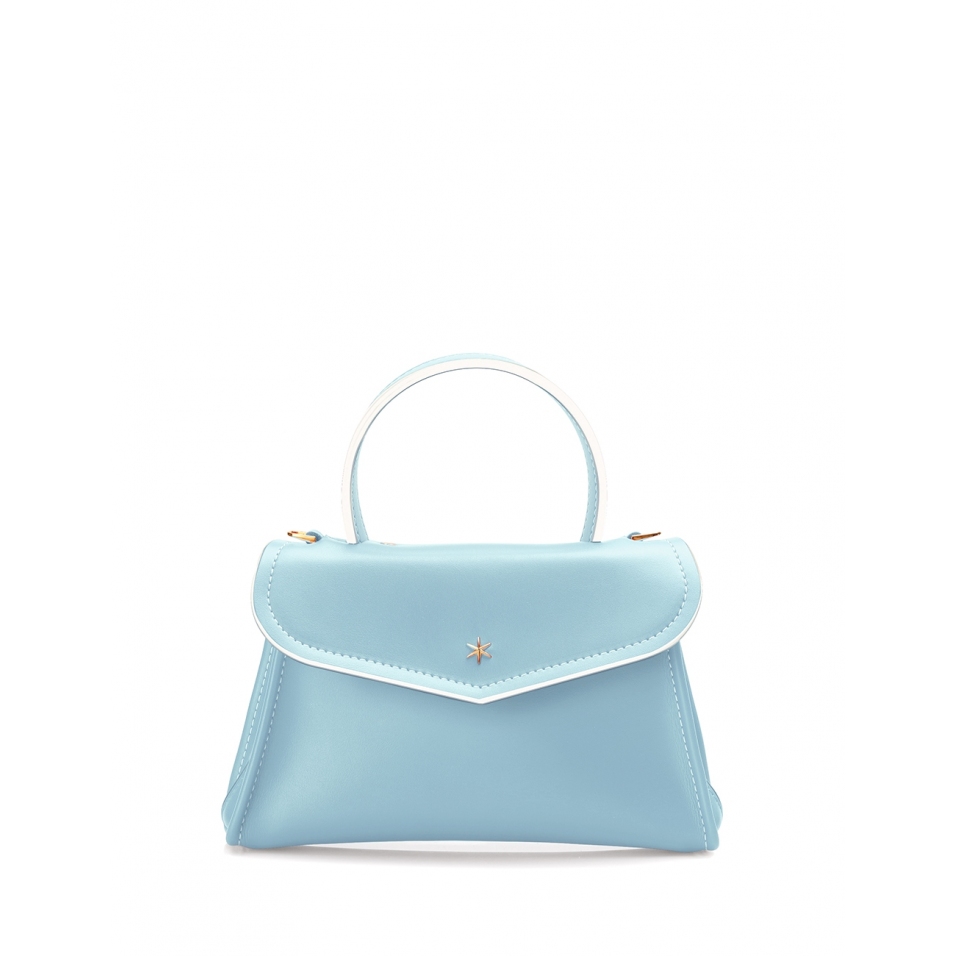 'Chantilly Soie' Sac à main Cuir Azur & Or