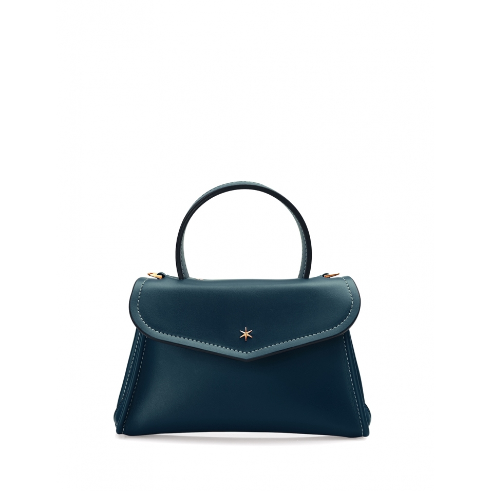 'Chantilly Soie' Sac à main Cuir Bleu Nuit & Or