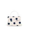 'Chantilly Soie Pois' Sac à main Cuir Crème, Bleu Nuit & Or