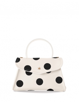 'Chantilly Soie Pois' Sac à main Cuir Crème, Ébène & Or