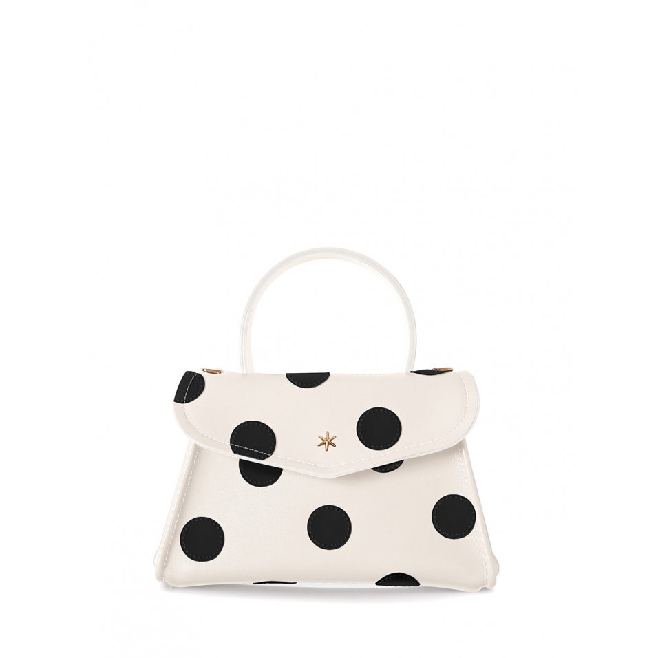 'Chantilly Soie Pois' Sac à main Cuir Crème, Ébène & Or