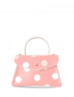 'Chantilly Soie Pois' Sac à main Cuir Rose Poudré & Or
