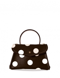 'Chantilly Soie Pois' Sac à main Cuir Chocolat & Or