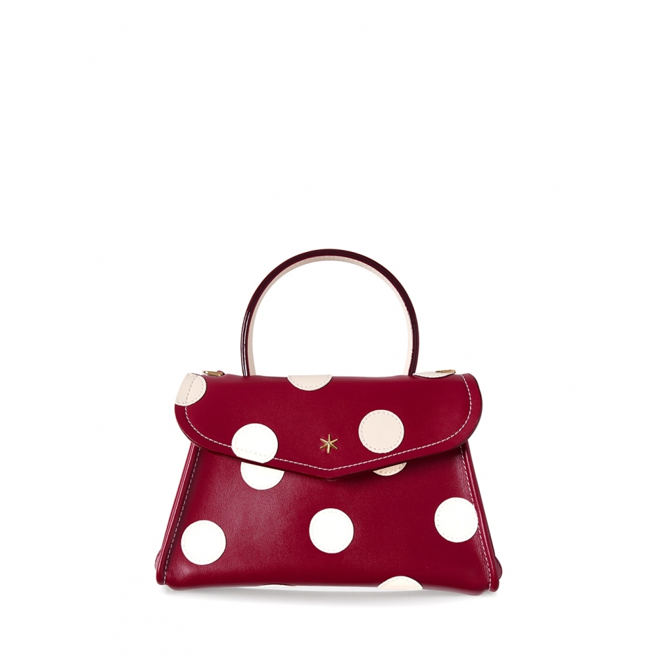 'Chantilly Soie Pois' Sac à main Cuir Bordeaux & Or