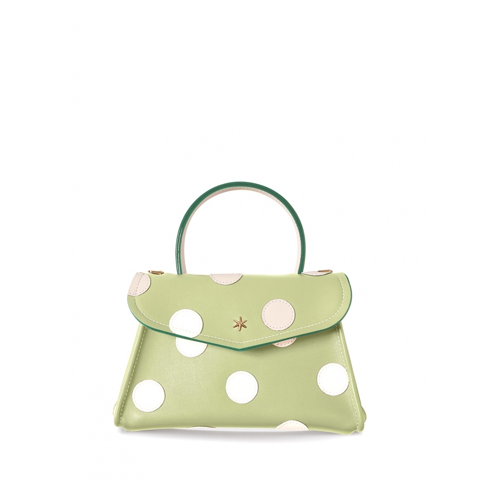 'Chantilly Soie Pois' Sac à main Cuir Asperge & Or