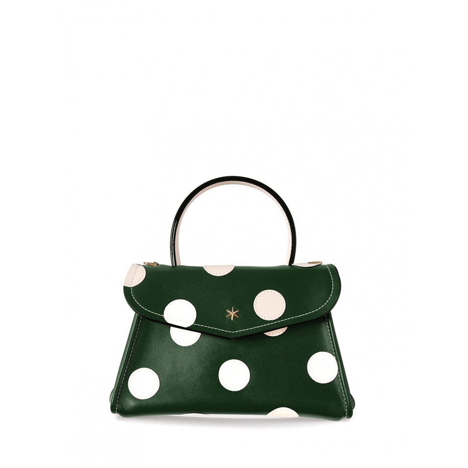 'Chantilly Soie Pois' Sac à main Cuir Sapin & Or