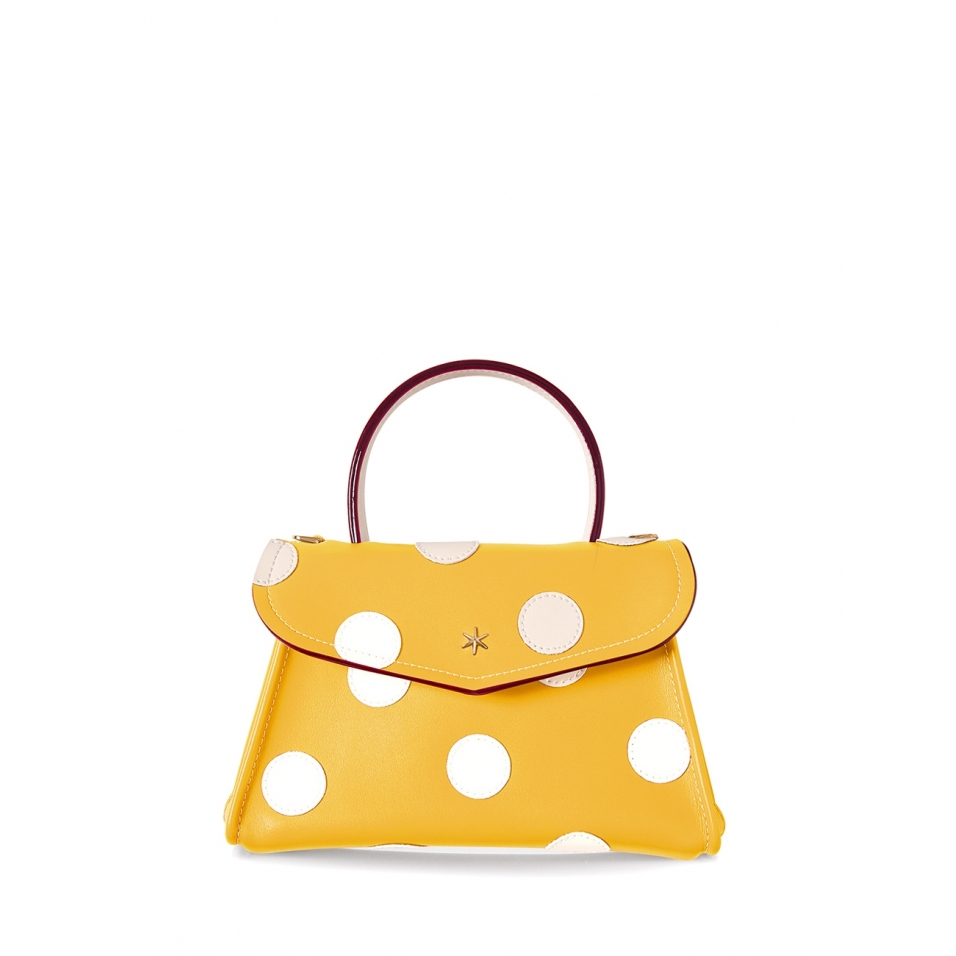 'Chantilly Soie Pois' Sac à main Cuir Miel & Or