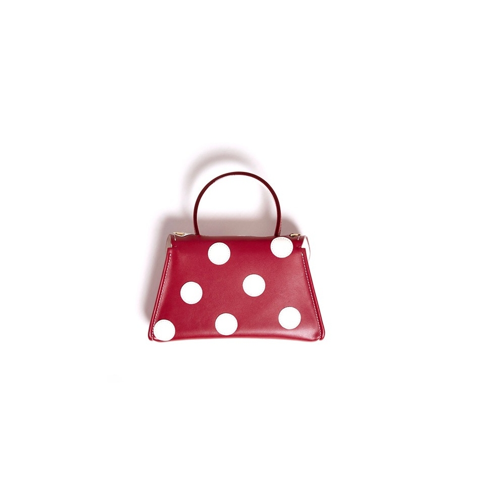 'Chantilly Soie Pois' Sac à main Cuir Bordeaux & Or