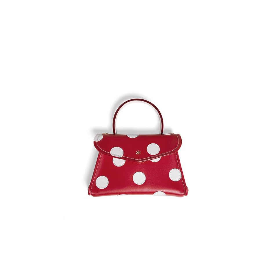 'Chantilly Soie Pois' Sac à main Cuir Bordeaux & Or