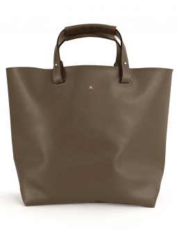 'Batignolles' Sac Cabas Cuir Nappa Grizzli et Or
