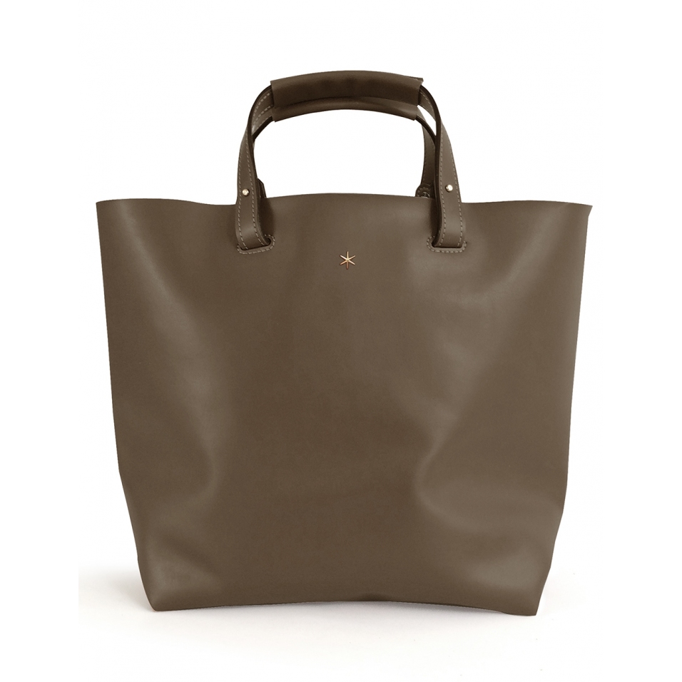 'Batignolles' Sac Cabas Cuir Nappa Grizzli et Or