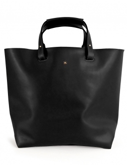 'Batignolles ' Sac Cabas Cuir Nappa Noir et Or