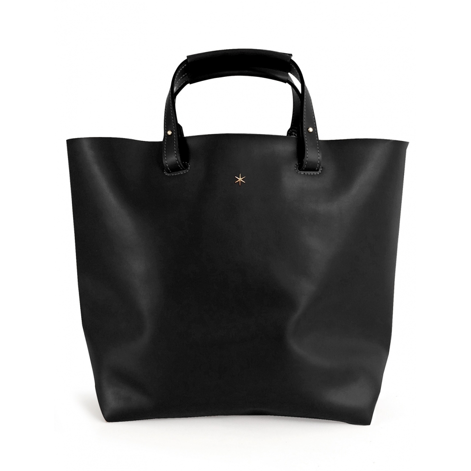 'Batignolles ' Sac Cabas Cuir Nappa Noir et Or