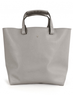 'Batignolles' Sac Cabas Cuir Nappa Beige Grisé et Argent