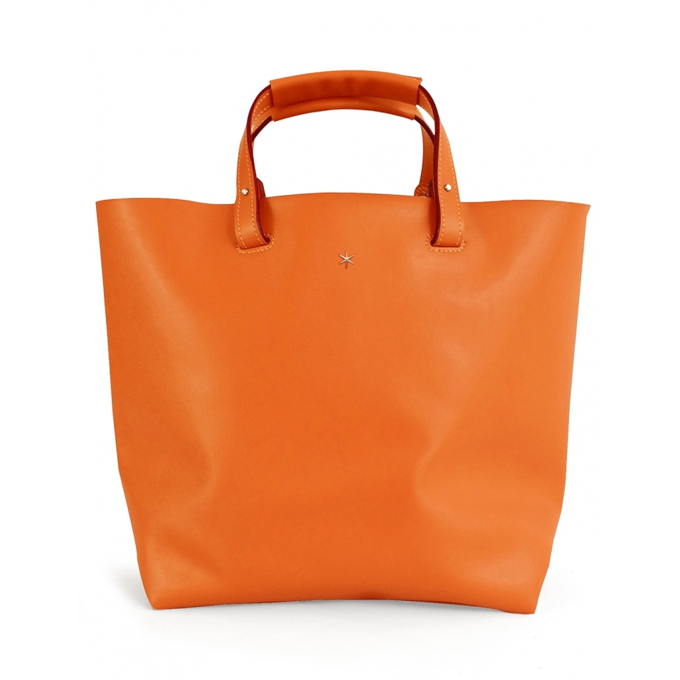 'Batignolles' Sac Cabas Cuir Nappa Orange et Or
