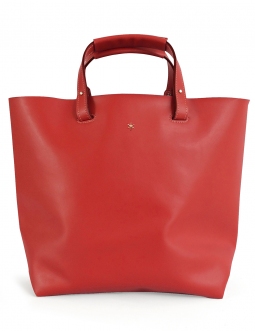 'Batignolles' Sac Cabas Cuir Nappa Rouge et Or