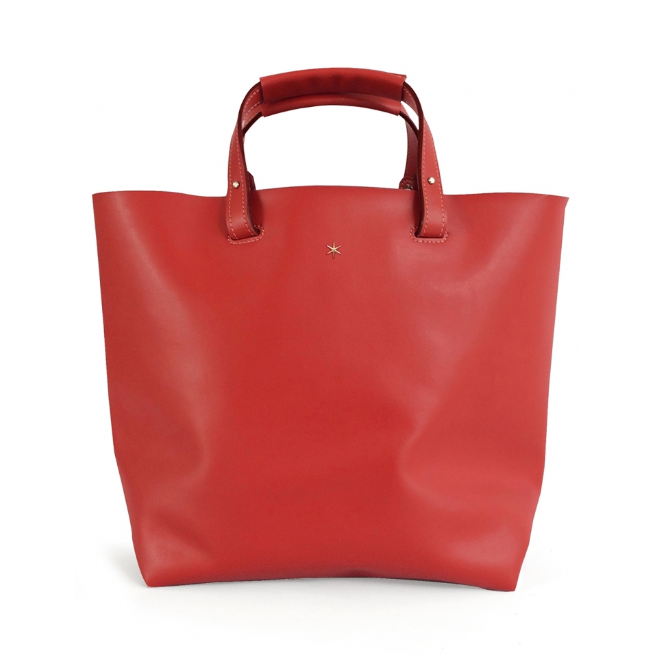 'Batignolles' Sac Cabas Cuir Nappa Rouge et Or