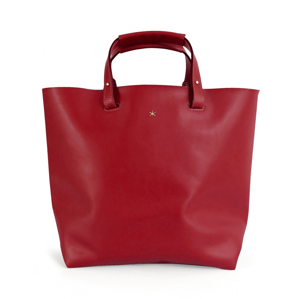 'Batignolles' Sac Cabas Cuir Nappa Bordeaux et Or