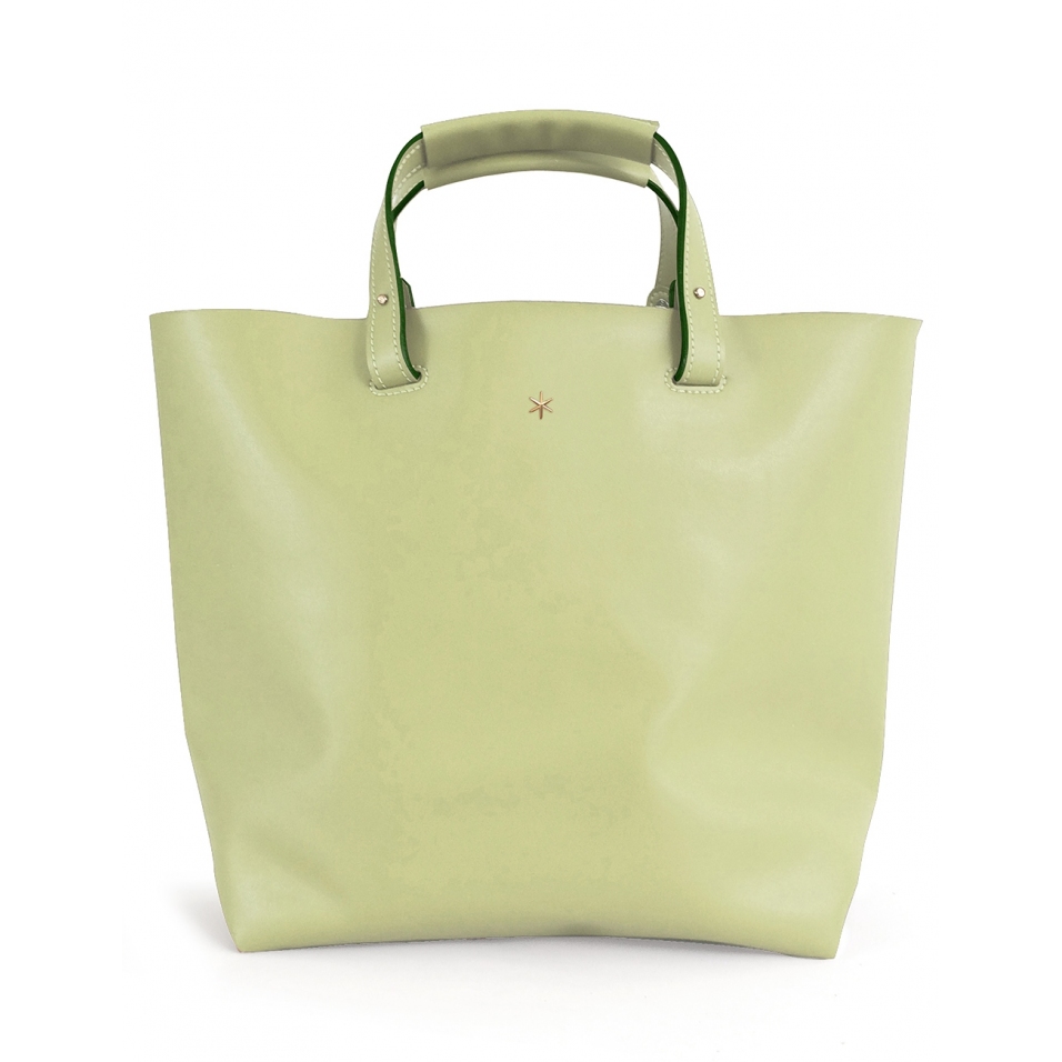 'Batignolles' Sac Cabas Cuir Nappa Asperge et Or