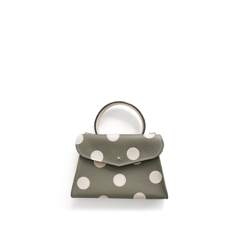 'Chantilly Pois' Nappa Leather handbag Elephant grey & Gold