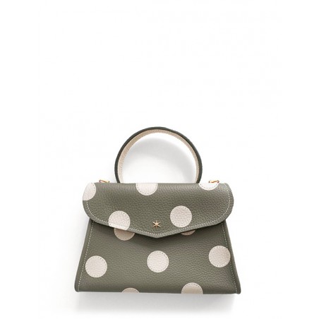 'Chantilly Pois' Nappa Leather handbag Elephant grey & Gold