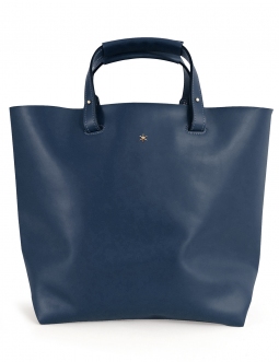 'Batignolles' Sac Cabas Cuir Nappa Bleu nuit et Or