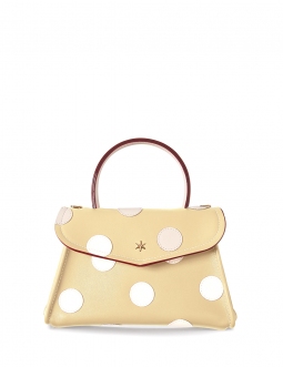'Chantilly Soie Pois' Sac à main Cuir Anis & Or
