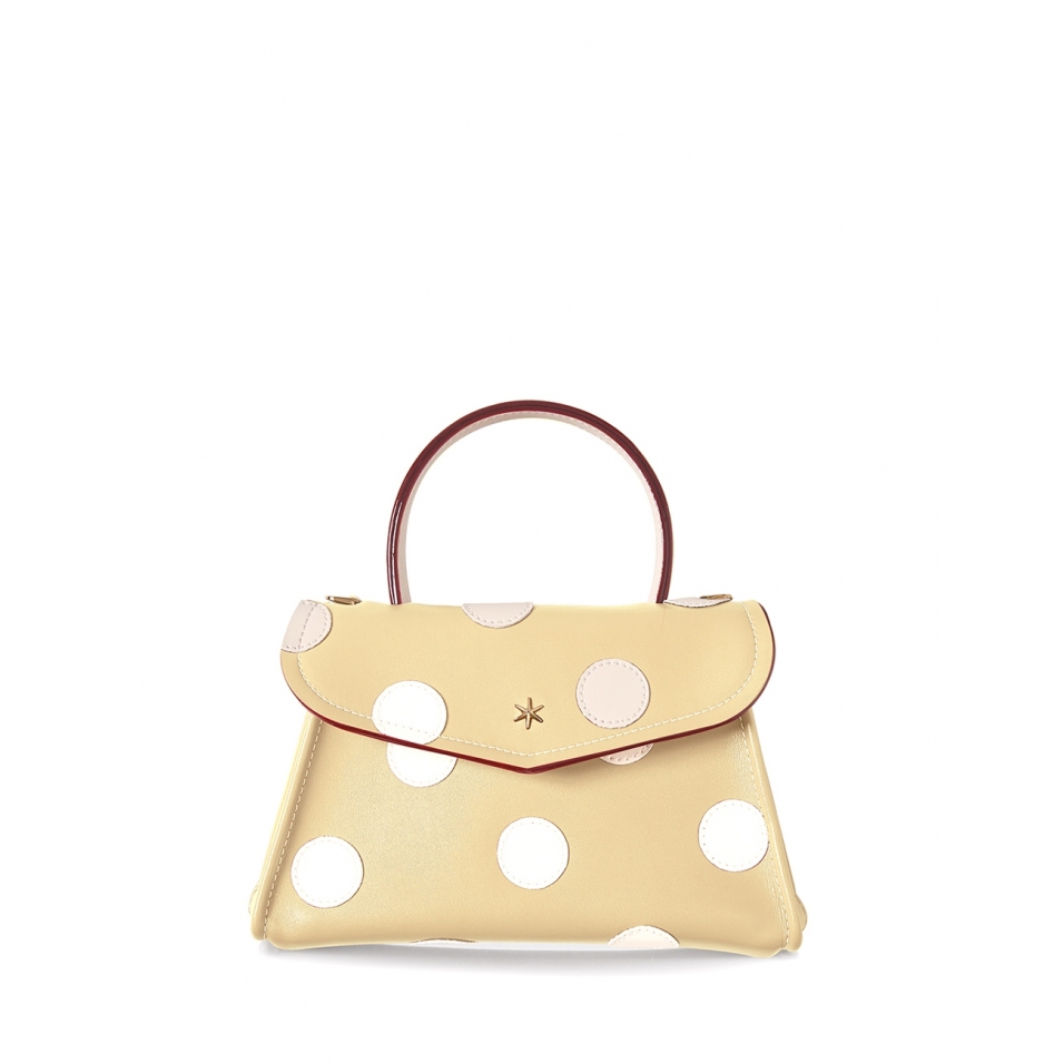 'Chantilly Soie Pois' Sac à main Cuir Anis & Or