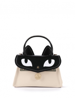 'Chantilly Le chat Premier' Sac à main Cuir Crème