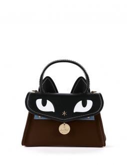 'Chantilly Le chat Premier' Sac à main Cuir Chocolat