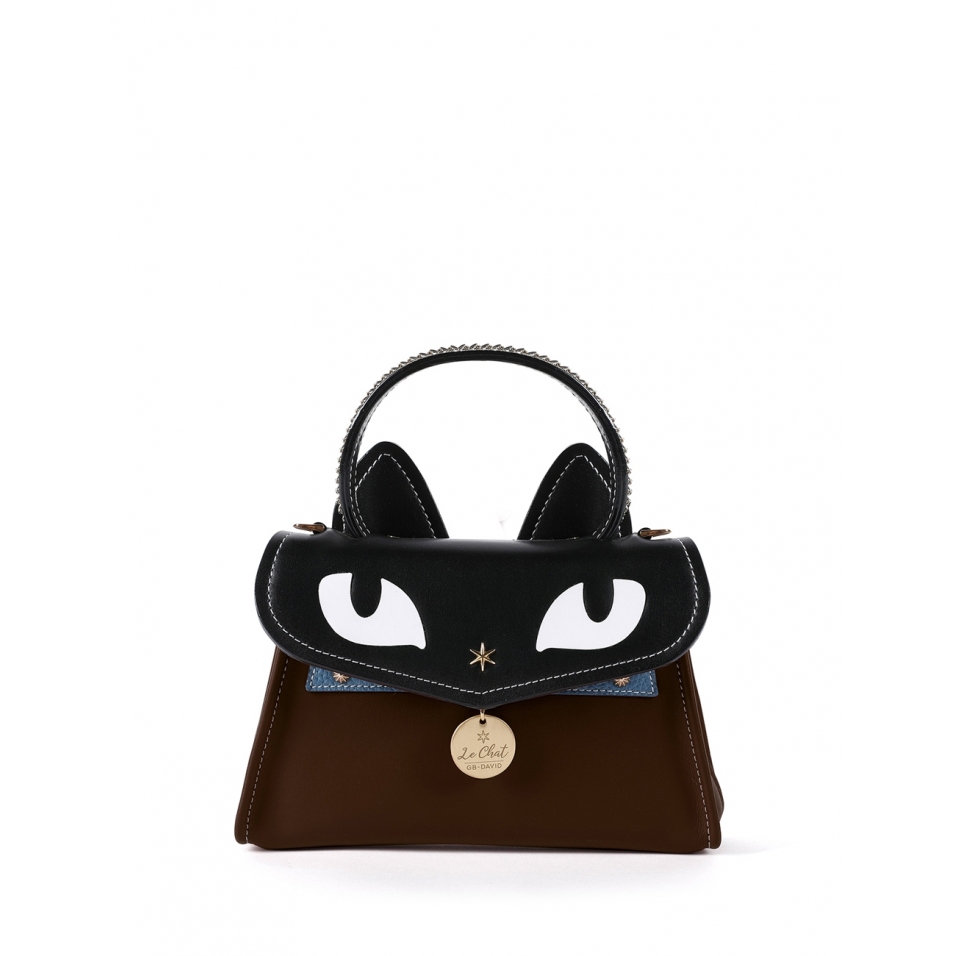 'Chantilly Le chat Premier' Sac à main Cuir Chocolat