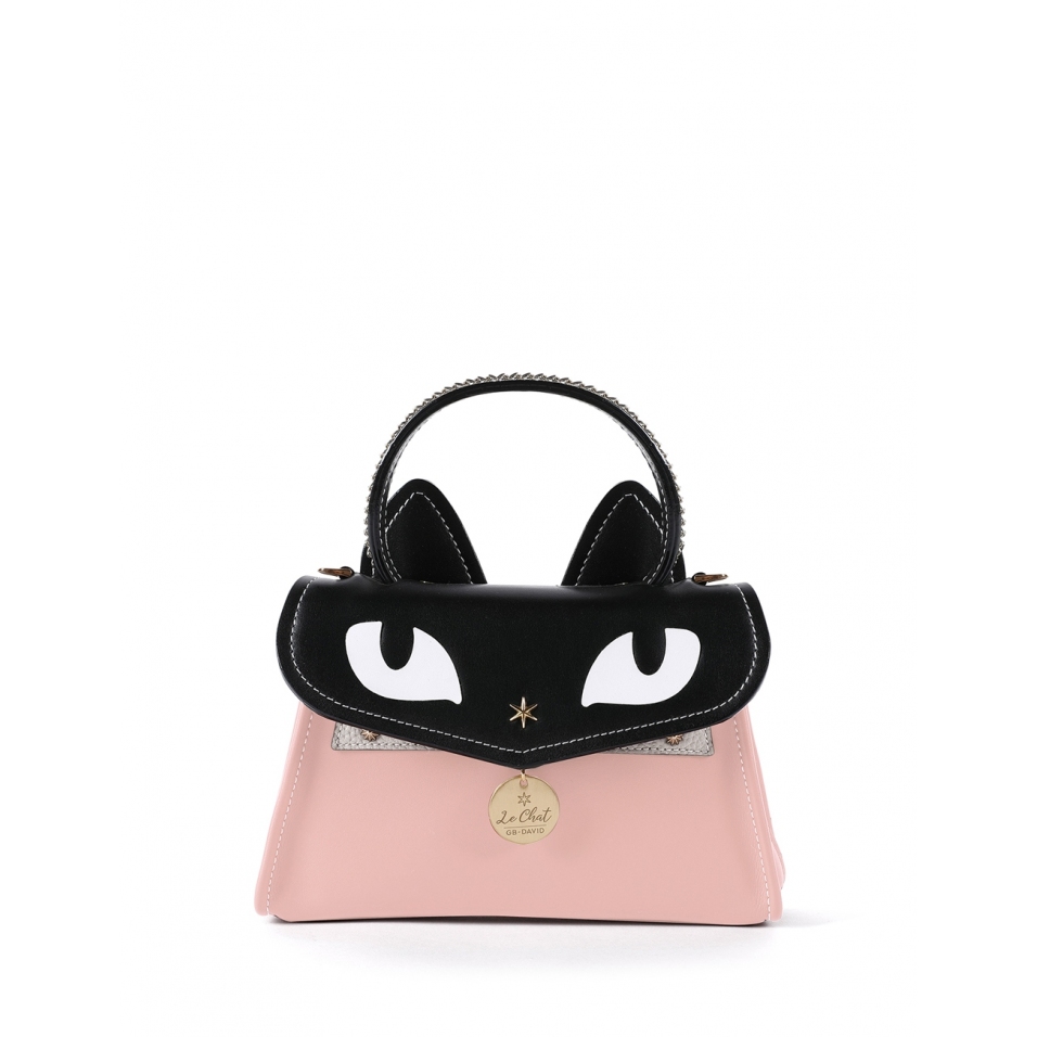 'Chantilly Le chat Premier' Sac à main Cuir Poudré & Or