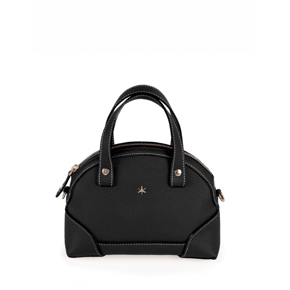 'Plaisance' Sac à main Cuir Nappa  Ébène & Or