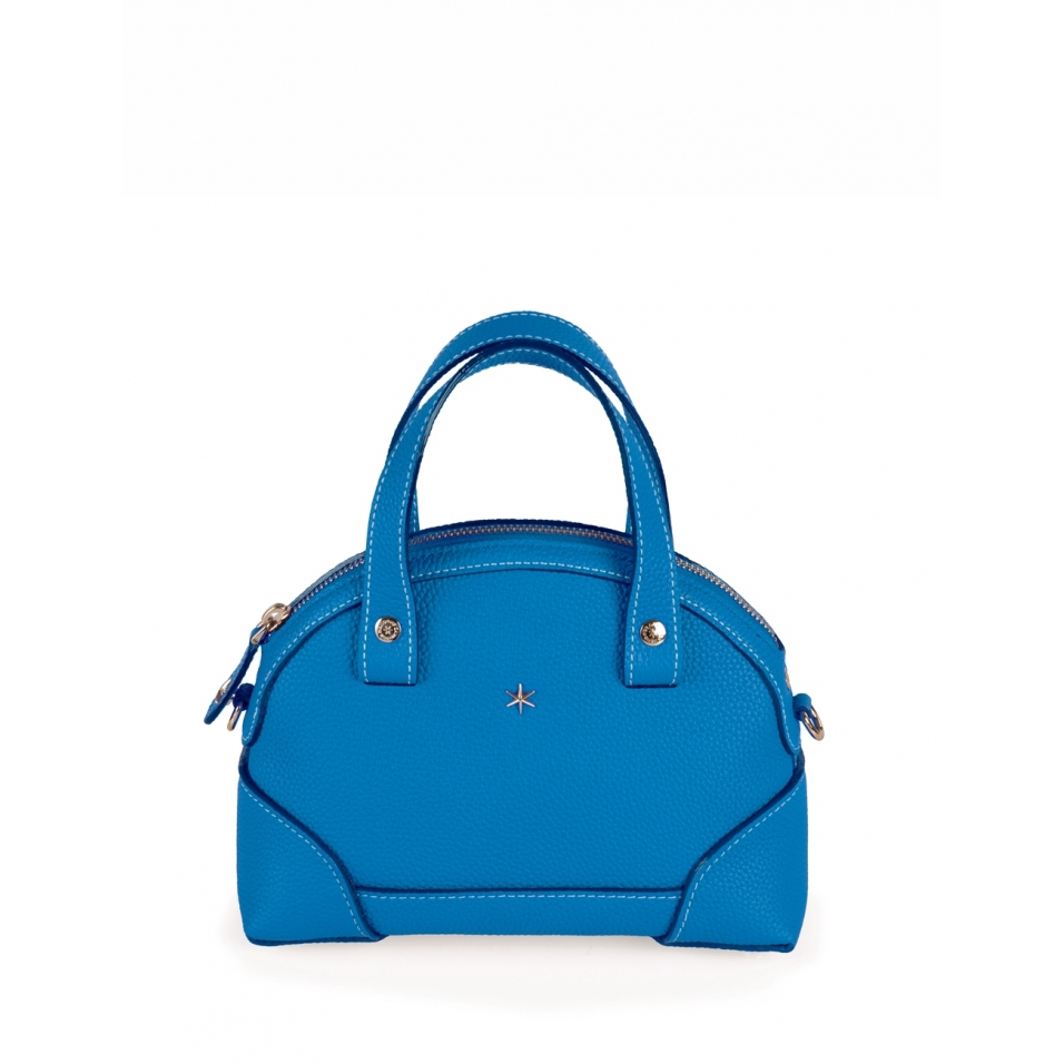 'Plaisance' Sac à main Cuir Nappa Cyan & Or