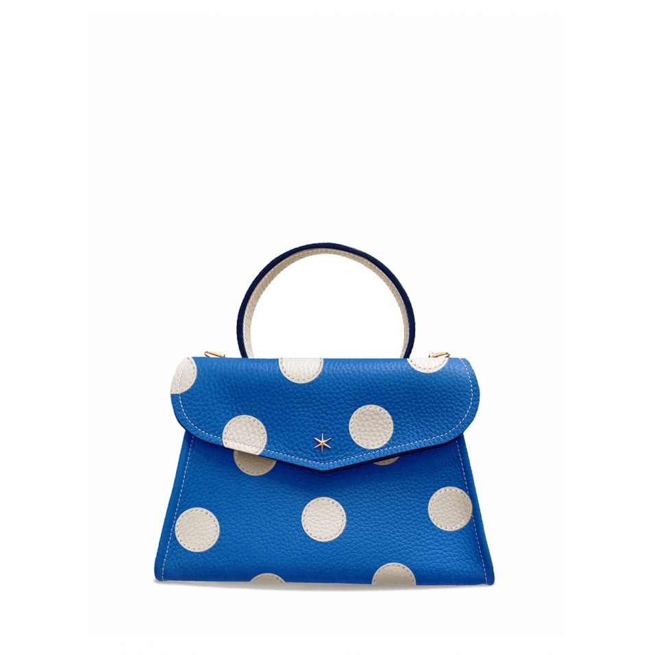 'Chantilly Pois' Sac à main Cuir Nappa Cyan & Or