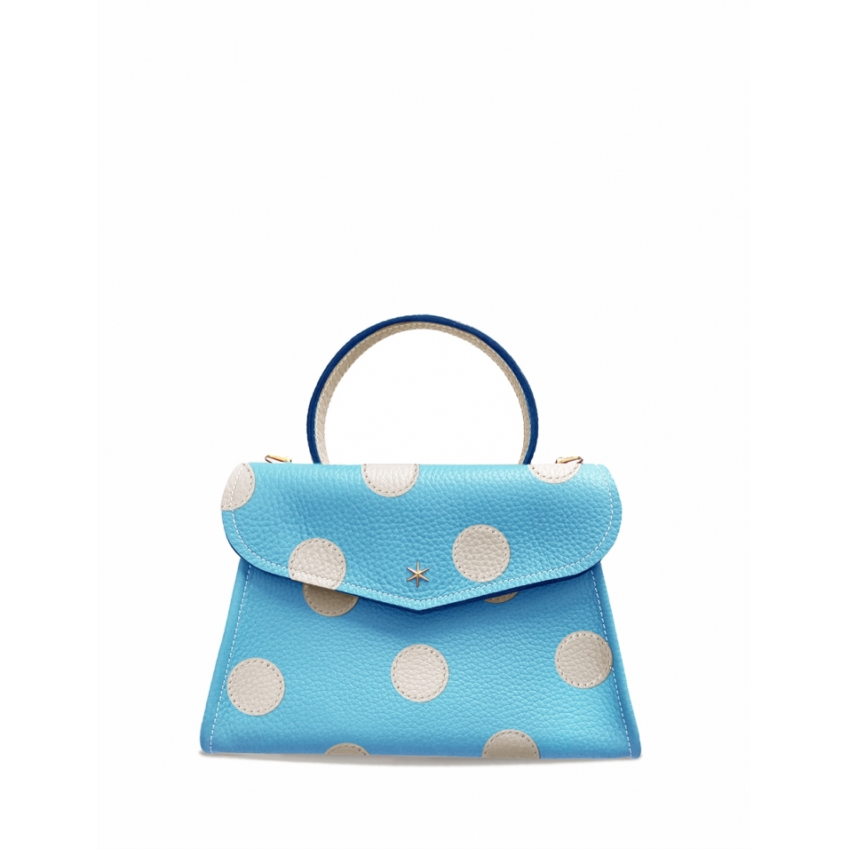 'Chantilly Pois' Sac à main Cuir Nappa Azur & Or