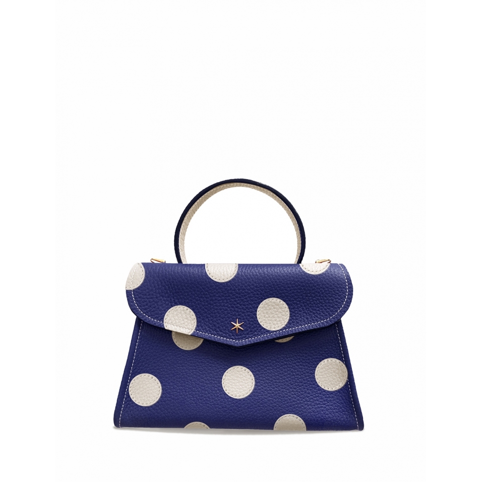 'Chantilly Pois' Sac à main Cuir Nappa Marine & Or
