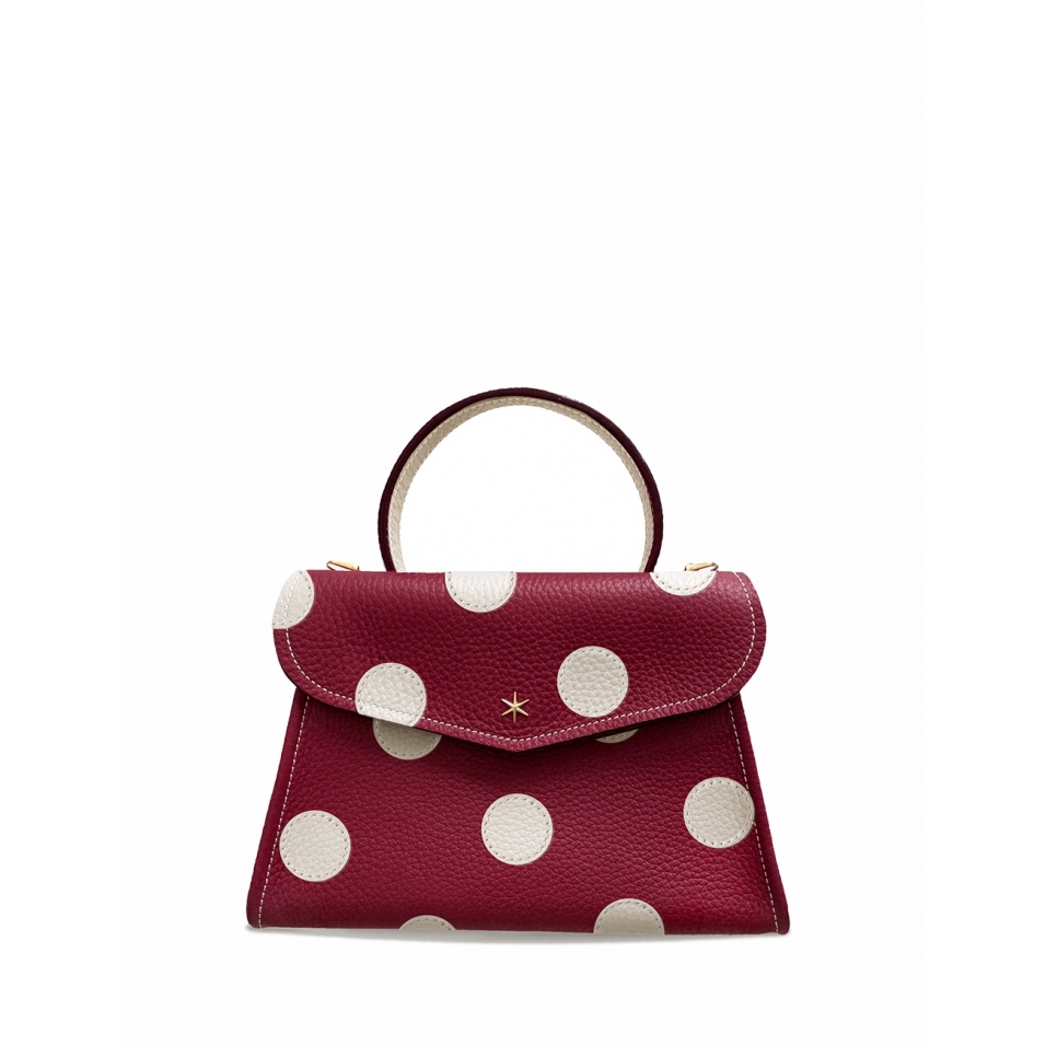 'Chantilly Pois' Sac à main Cuir Nappa Bordeaux & Or