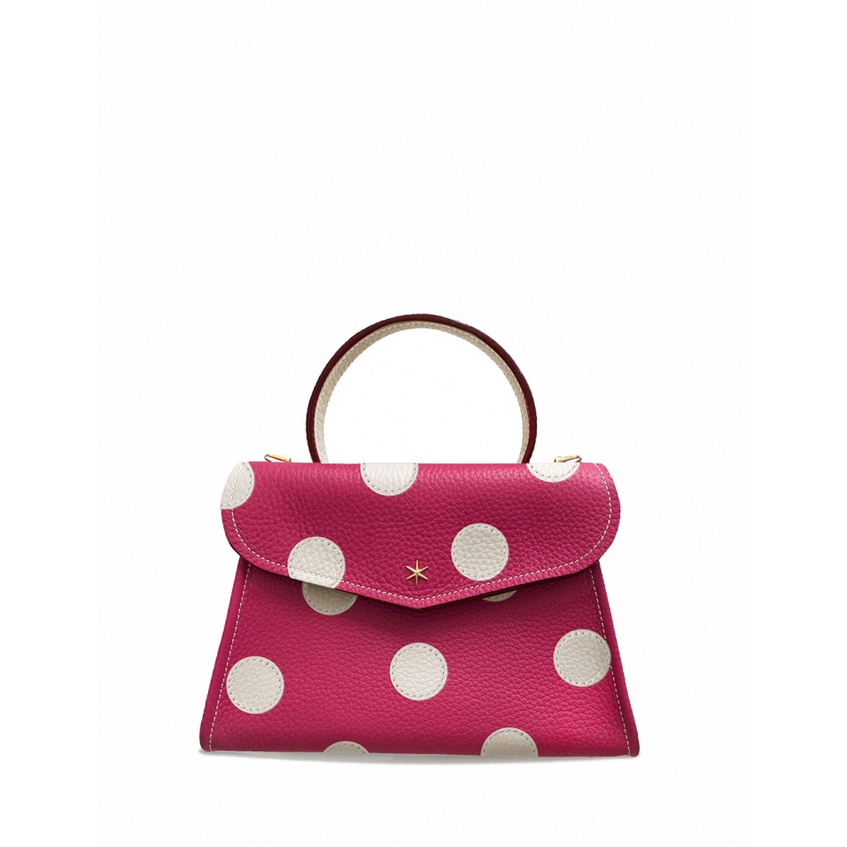 'Chantilly Pois' Sac à main Cuir Nappa Fuchsia & Or
