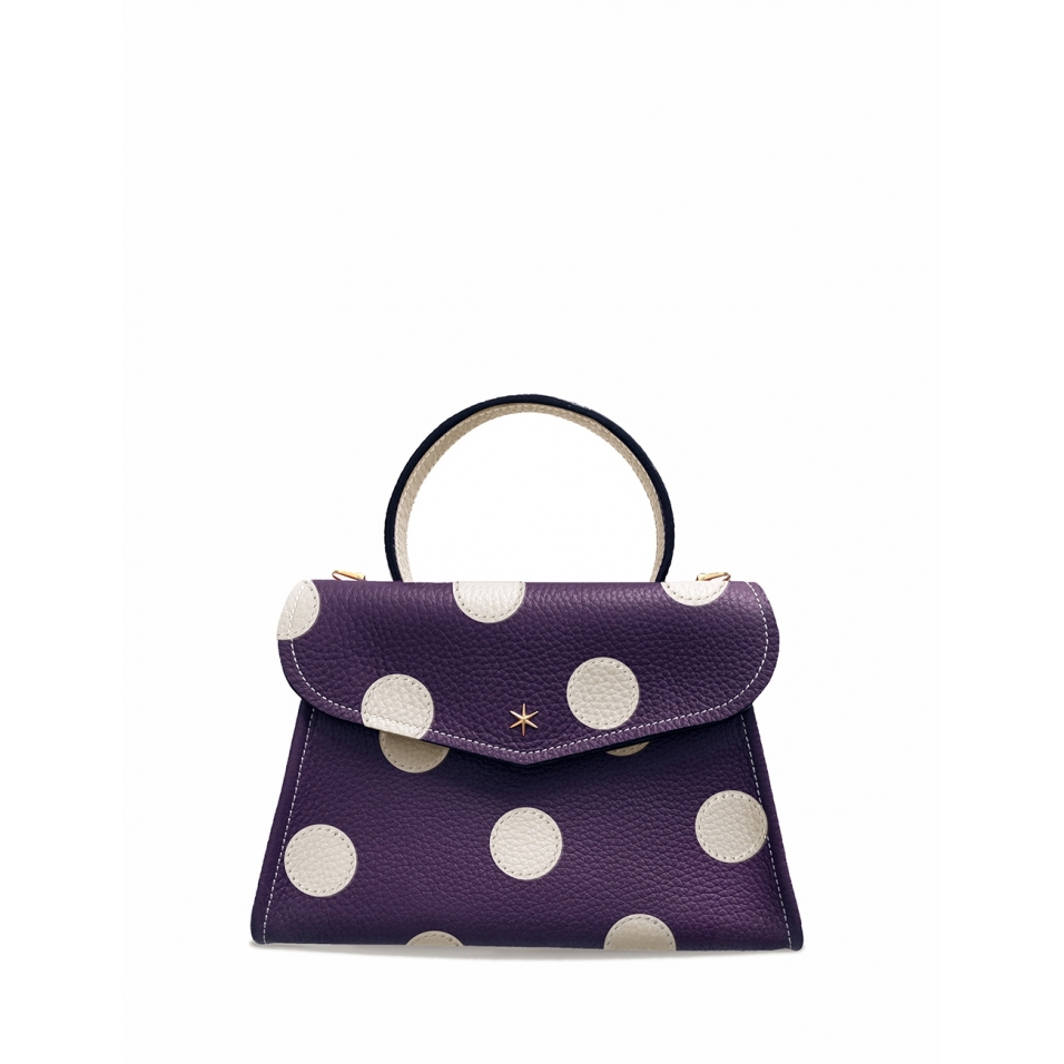 'Chantilly Pois' Sac à main Cuir Nappa Cassis & Or